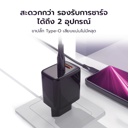 หัวชาร์จ 35W ZTEC ZA352 รองรับเทคโนโลยีชาร์จด่วน PD ขาปลั๊กไทย ได้รับมาตรฐาน มอก._5